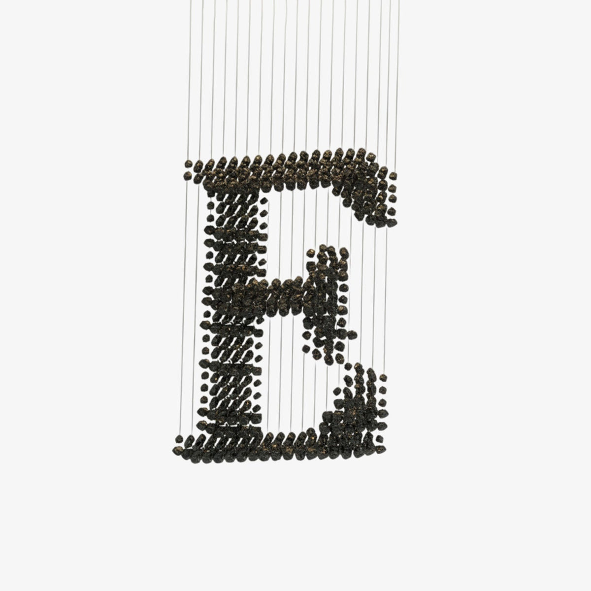 Charcoal Sculptural Linear LED Chandelier in Black and Chrome