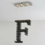 Charcoal Sculptural Linear Chandelier in Black Iron for Modern Interiors