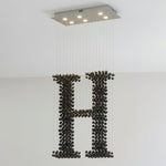 Charcoal Hanging Chandelier with Integrated LED – Modern Architectural Pendant