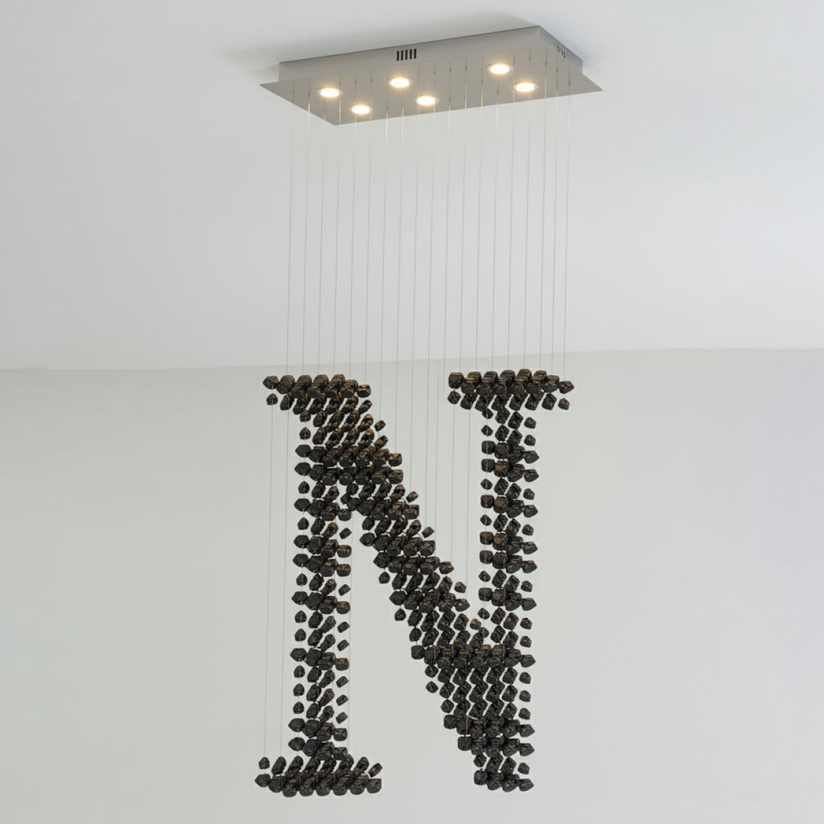Charcoal Artistry Linear LED Chandelier in Black and Chrome