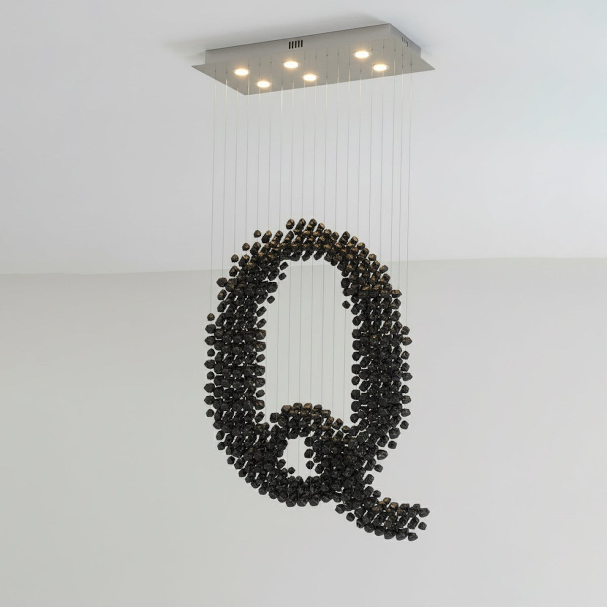 Charcoal Linear LED Chandelier, Modern Art-Inspired Ceiling Light for Dining and Living Spaces