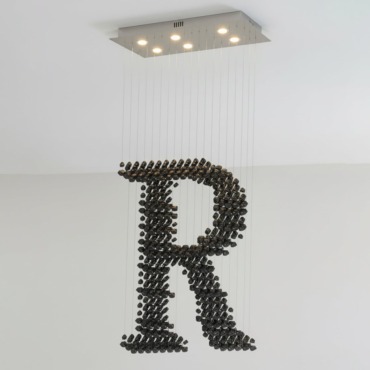 Charcoal Linear LED Chandelier in Black and Chrome for Modern Interiors