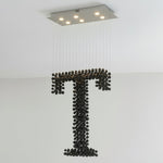 Charcoal Linear Chandelier with Iron Frame and LED Lighting
