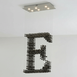 Charcoal Sculptural Linear LED Chandelier in Black and Chrome