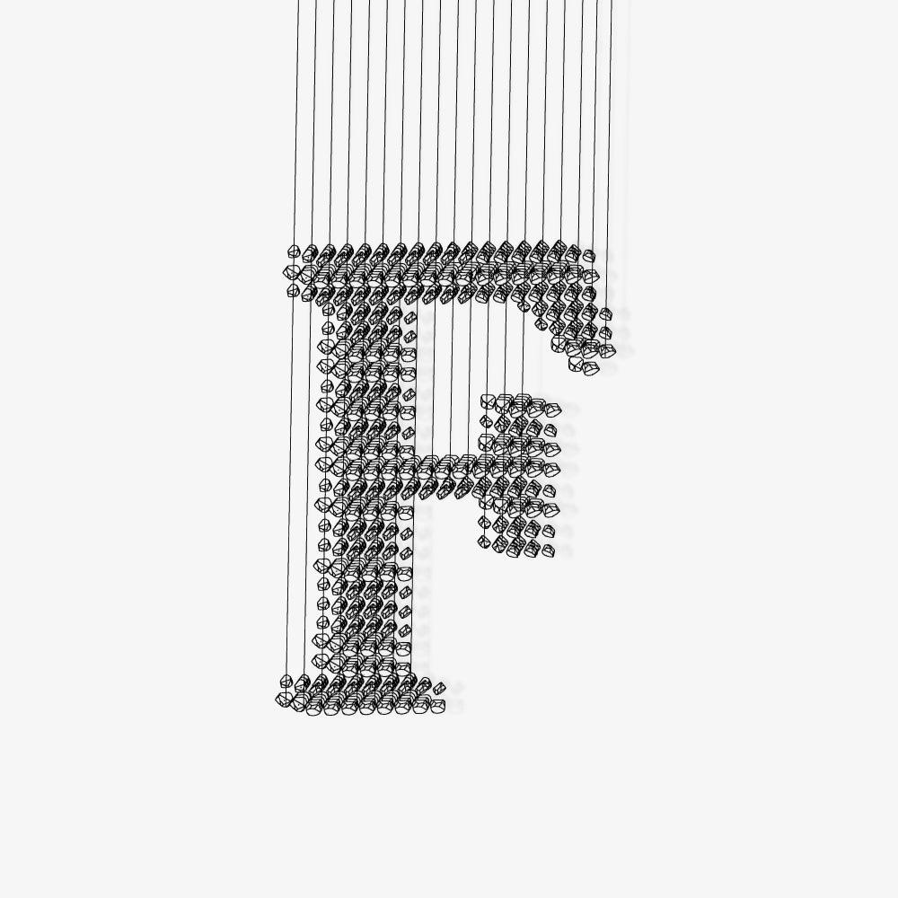 Charcoal Sculptural Linear Chandelier in Black Iron for Modern Interiors