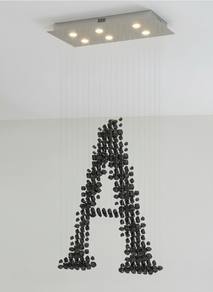 Charcoal Sculptural LED Chandelier – Modern Linear Pendant for Living and Dining Spaces