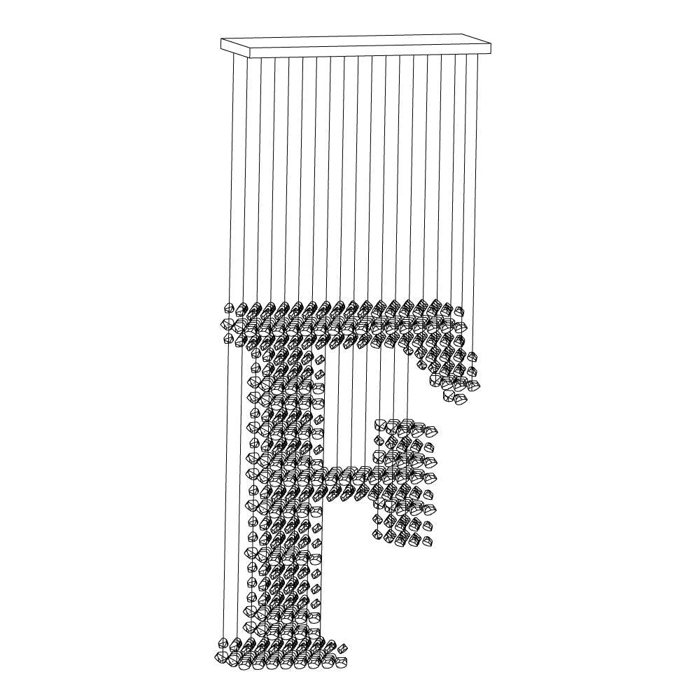 Charcoal Sculptural Linear Chandelier in Black Iron for Modern Interiors