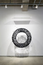 Charcoal Hourglass Chandelier — Modern Stone Pendant for Grand Interiors