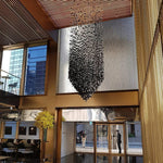 Charcoal Cascade Pixel Chandelier – Modern Stone LED Pendant for Living and Dining Spaces