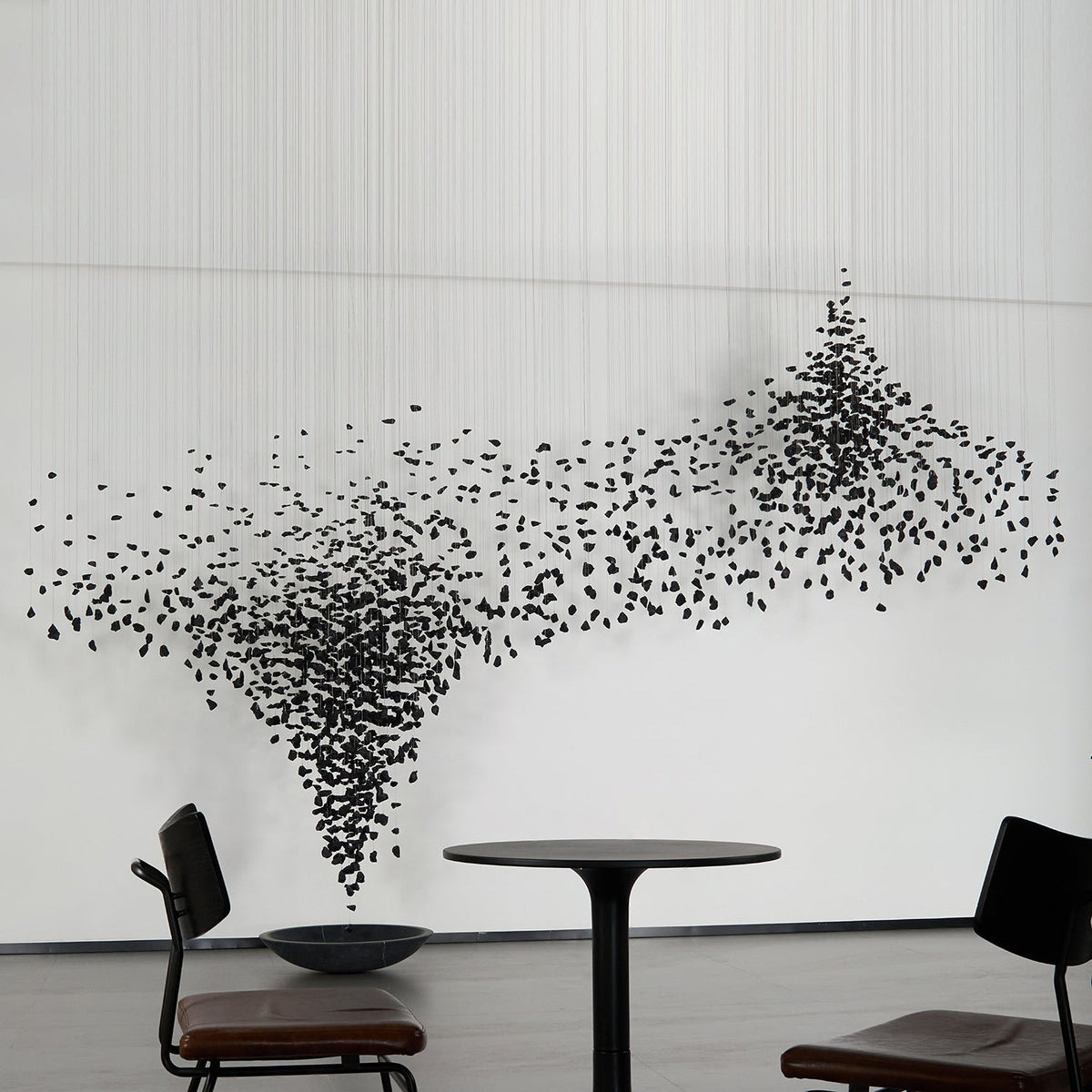 Charcoal Hourglass Chandelier — Modern Stone Pendant for Grand Interiors