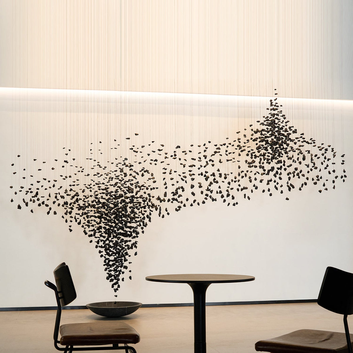 Charcoal Hourglass Chandelier — Modern Stone Pendant for Grand Interiors