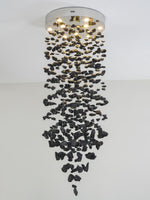 Charcoal Linear Chandelier with Integrated LED – Modern Art Pendant for Dining and Living Spaces