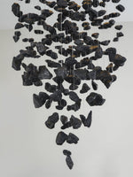Charcoal Linear Chandelier with Integrated LED – Modern Art Pendant for Dining and Living Spaces