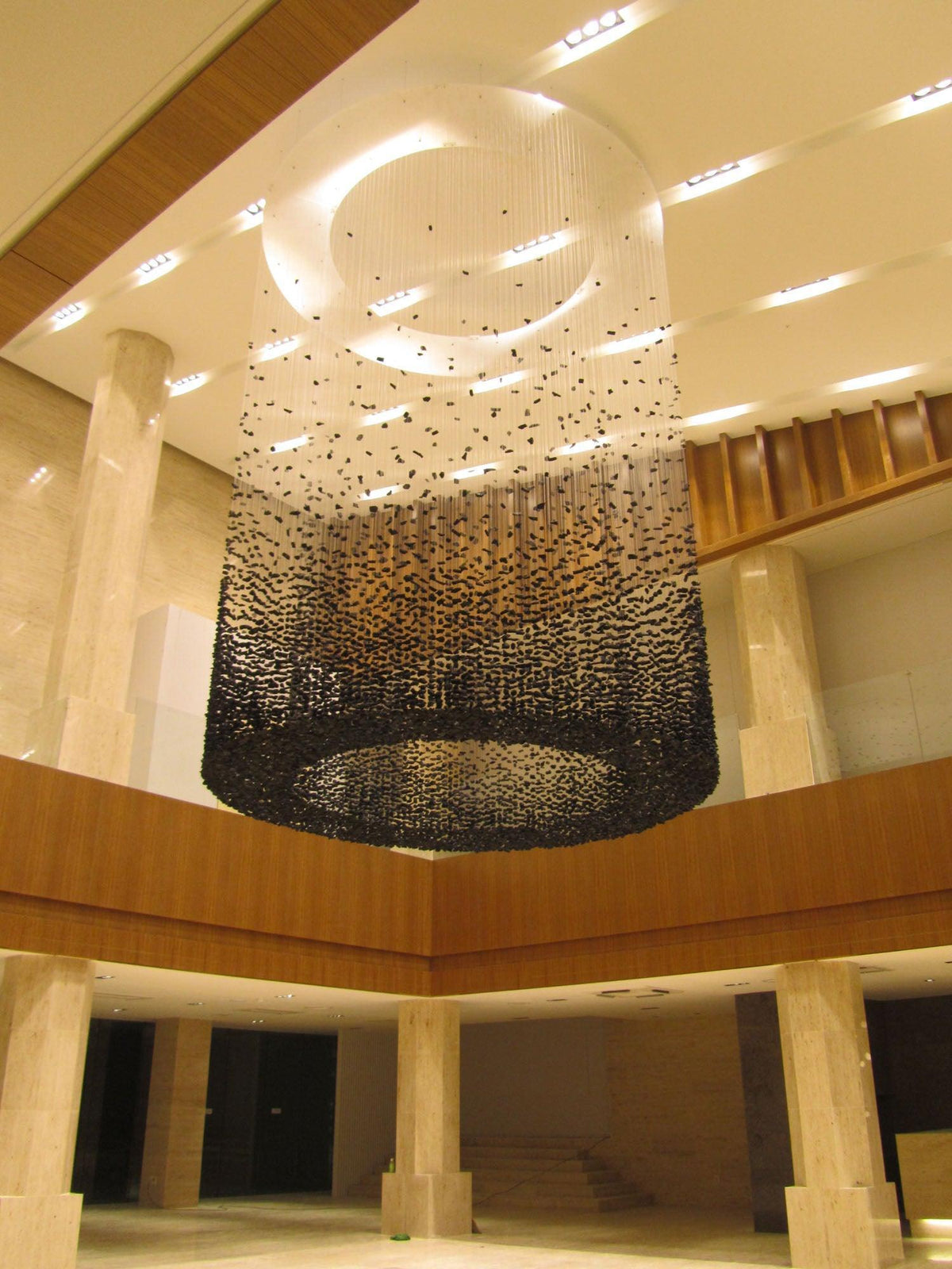Charcoal Linear Chandelier with Integrated LED – Modern Art Pendant for Dining and Living Spaces