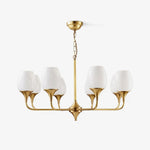 Charlie Eight-Light Brass Chandelier with Glass Shades for Dining and Living Rooms