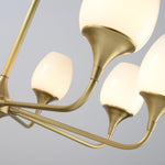 Charlie Eight-Light Brass Chandelier with Glass Shades for Dining and Living Rooms