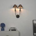 Chester Wall Sconce – Modern Black Metal & Fabric Shade for Bedroom and Living Room