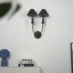 Chester Wall Sconce – Modern Black Metal & Fabric Shade for Bedroom and Living Room