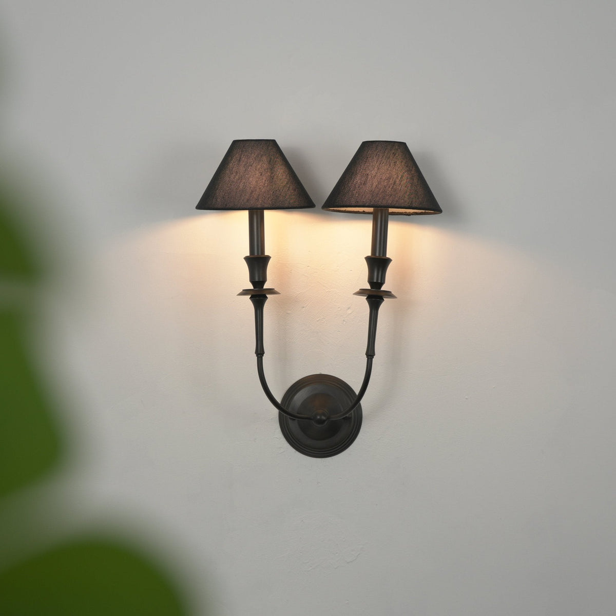 Chester Wall Sconce – Modern Black Metal & Fabric Shade for Bedroom and Living Room
