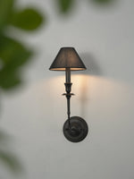 Chester Wall Sconce – Modern Black Metal & Fabric Shade for Bedroom and Living Room