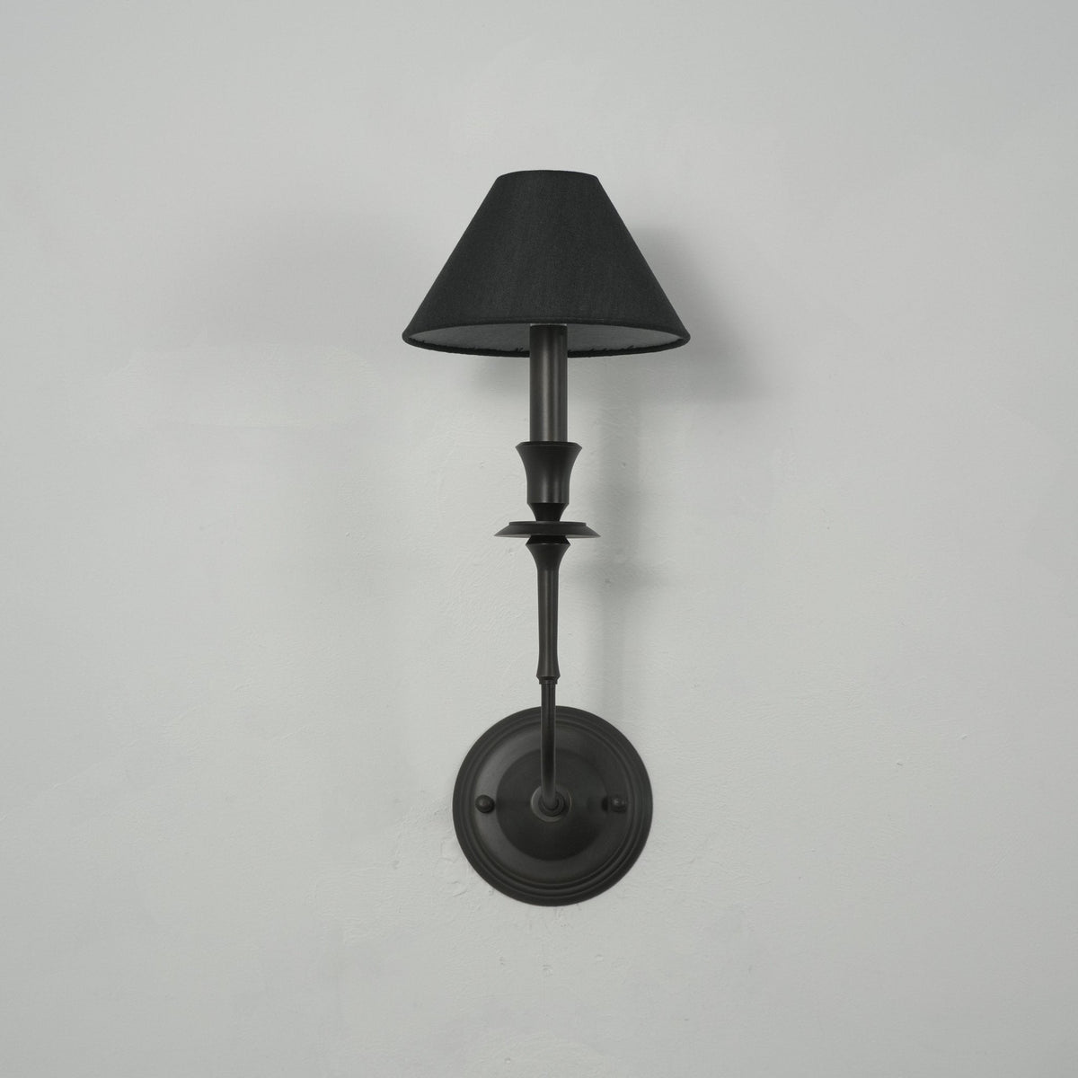 Chester Wall Sconce – Modern Black Metal & Fabric Shade for Bedroom and Living Room