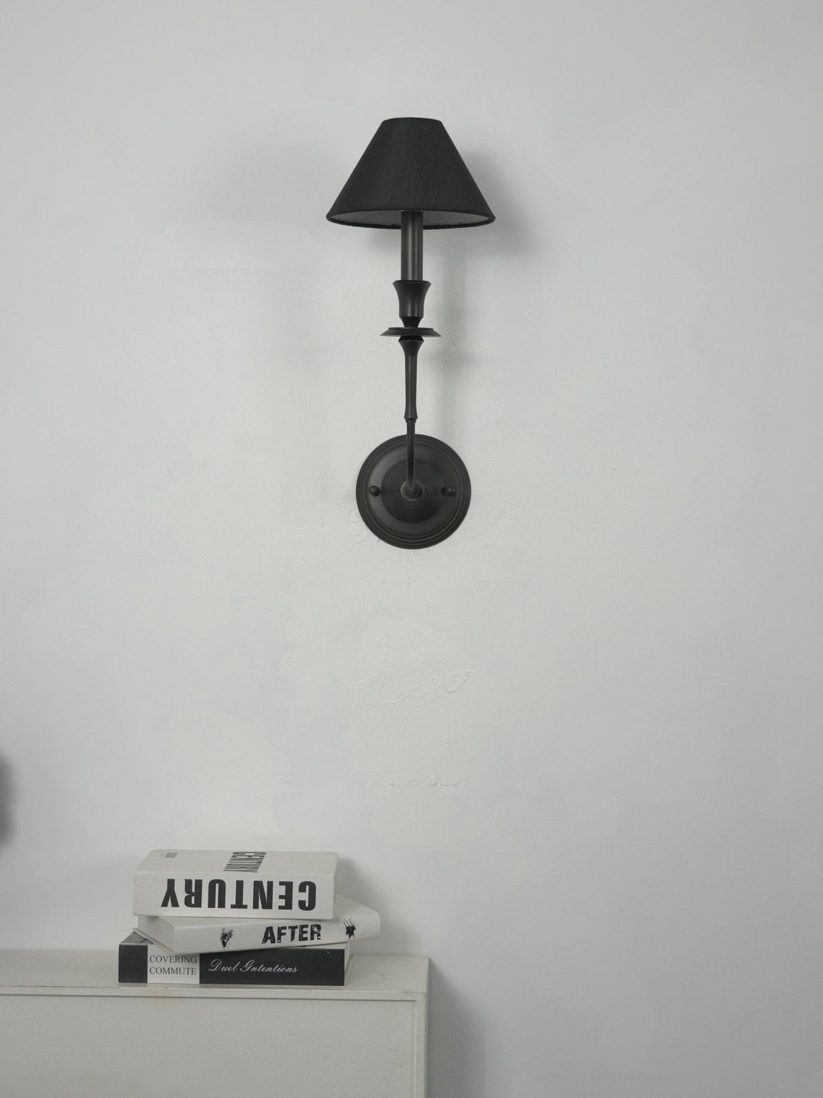 Chester Wall Sconce – Modern Black Metal & Fabric Shade for Bedroom and Living Room