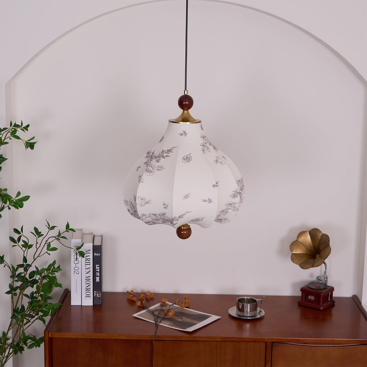 Chestnut Bloom Designer Pendant Light with Walnut and Gold Finish