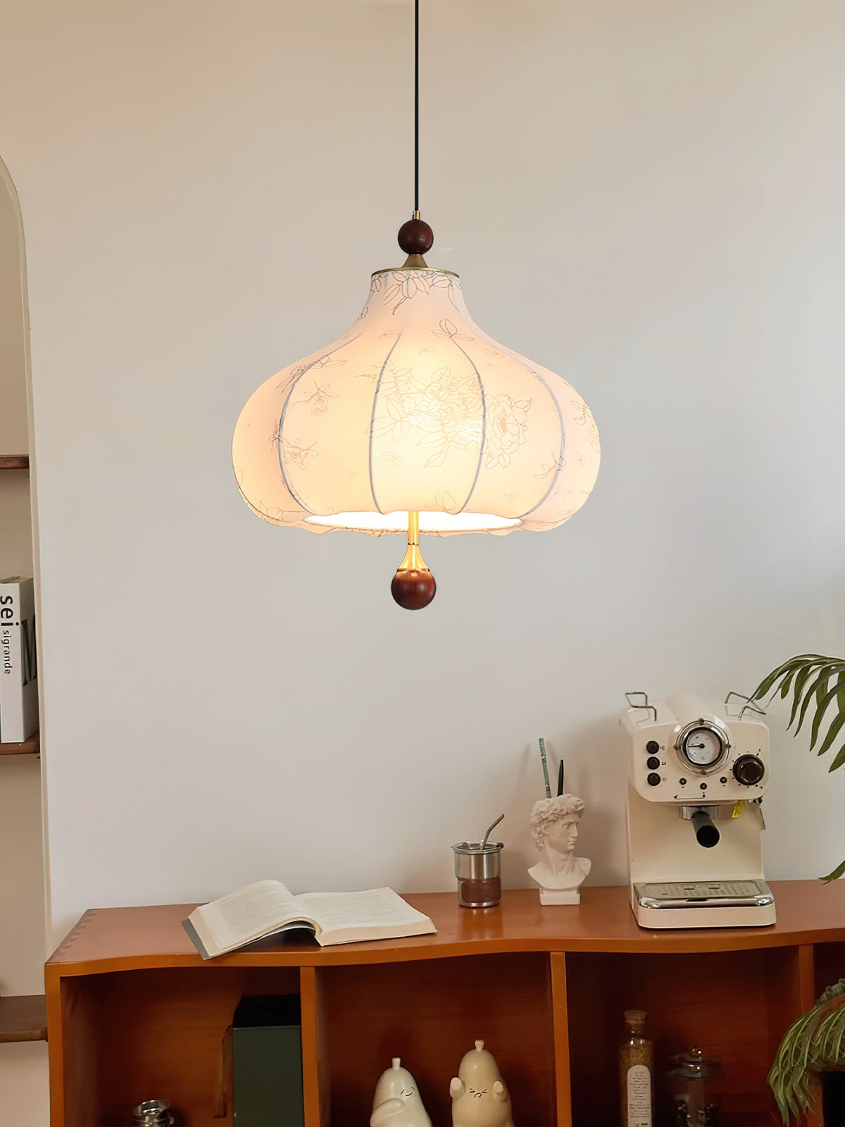Chestnut Bloom Designer Pendant Light with Walnut and Gold Finish