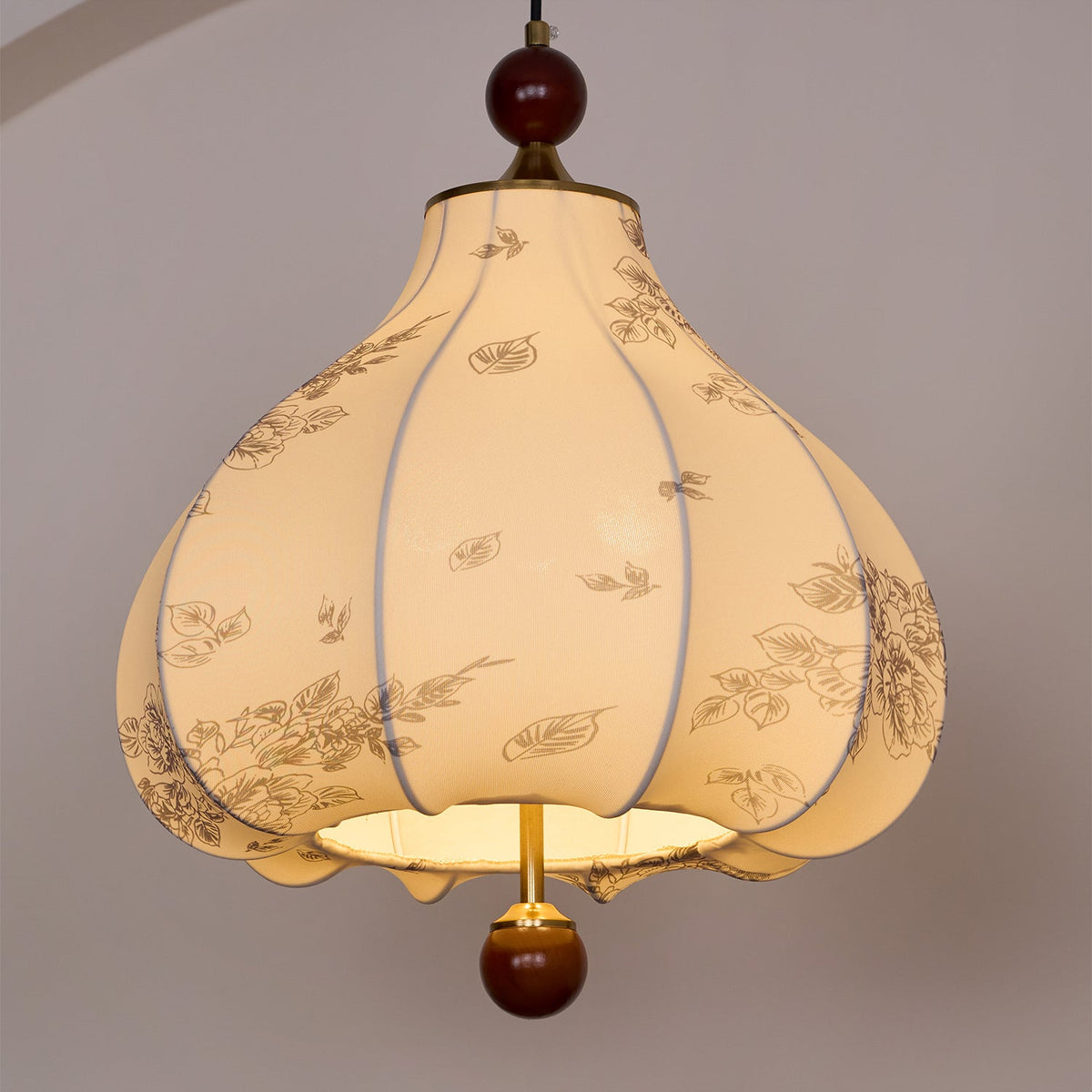 Chestnut Bloom Designer Pendant Light with Walnut and Gold Finish