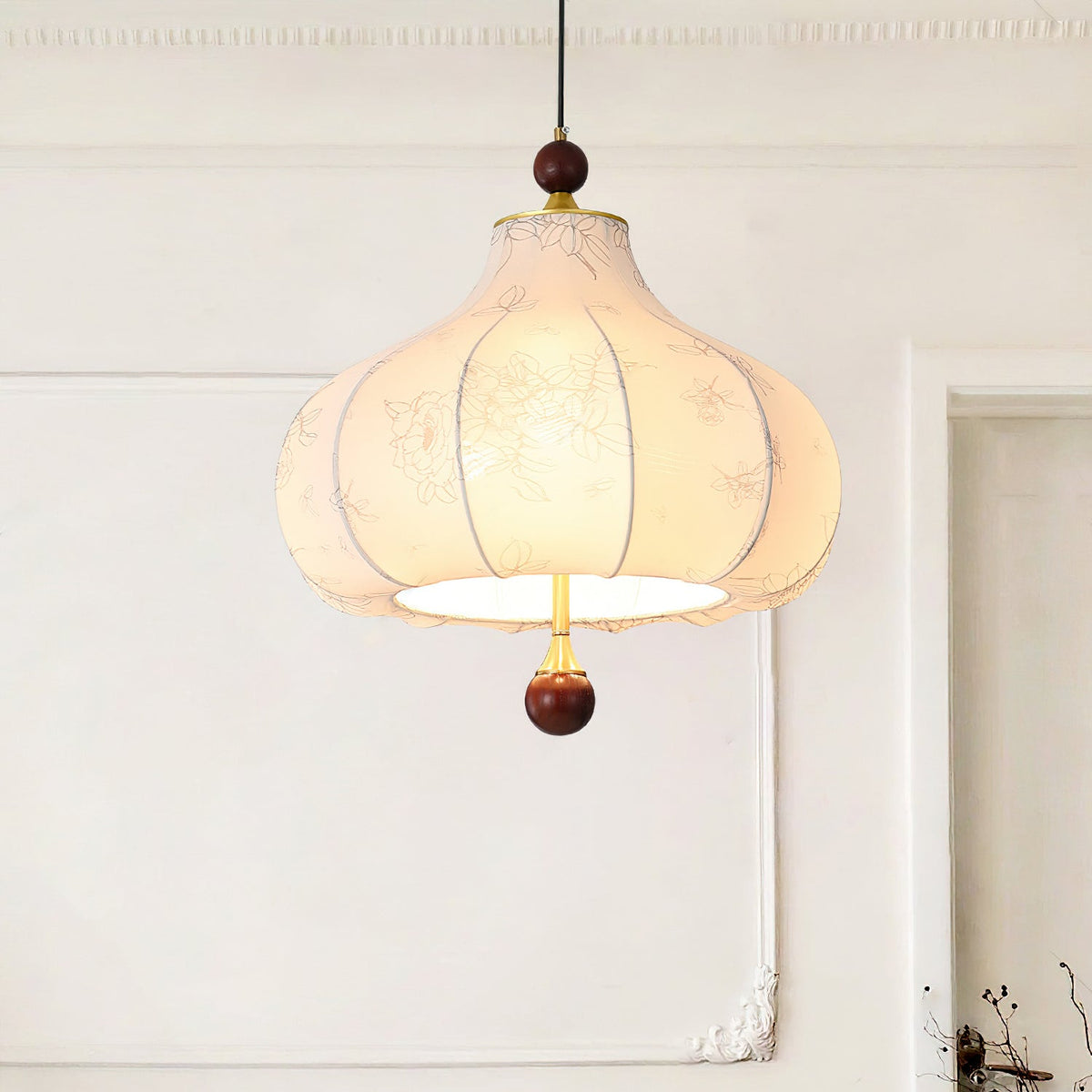Chestnut Bloom Designer Pendant Light with Walnut and Gold Finish