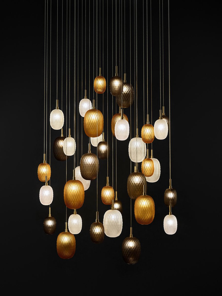 Chromatic Gem Drop Chandelier – Modern Glass Pendant Light for Dining Room and Living Room