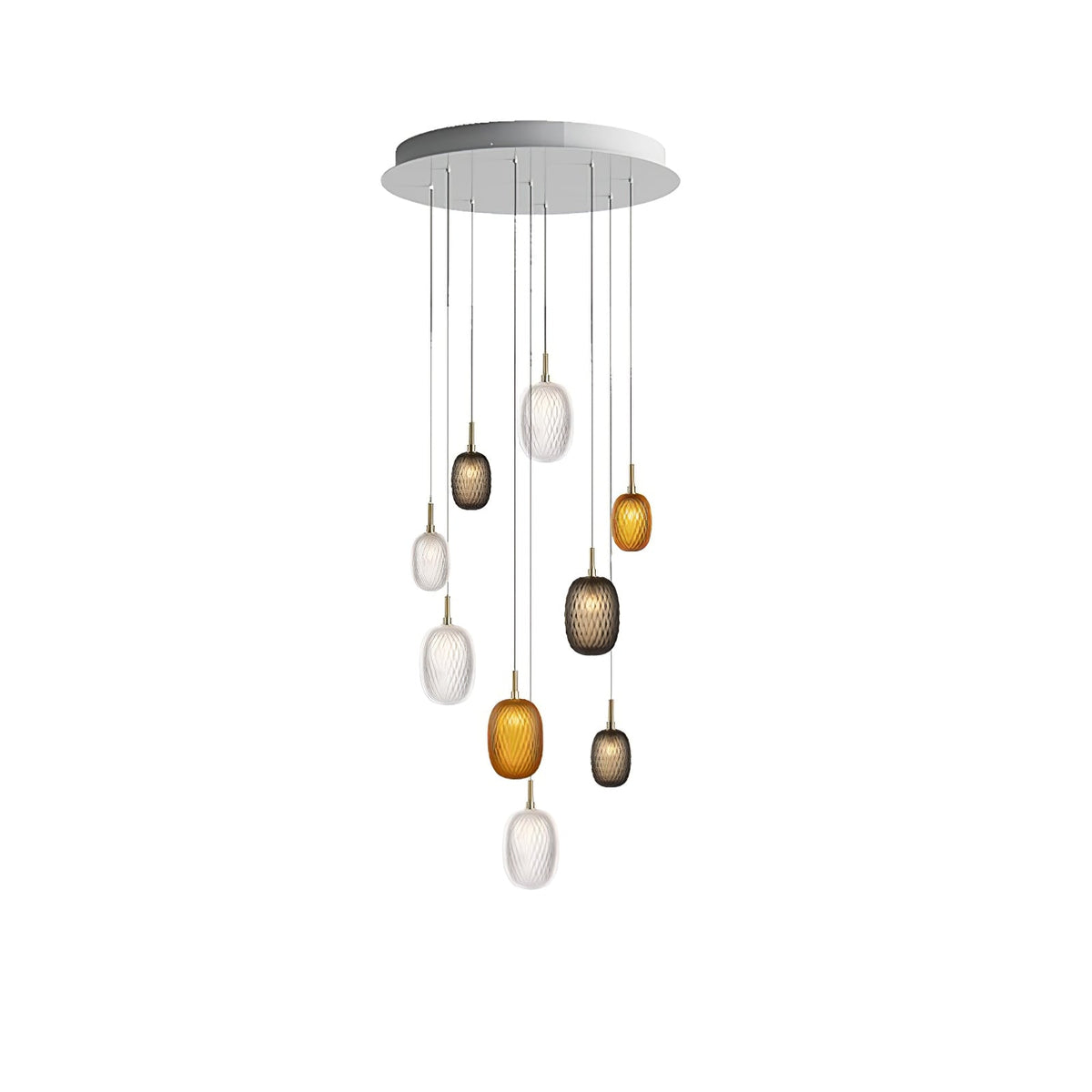 Chromatic Gem Drop Chandelier – Modern Glass Pendant Light for Dining Room and Living Room