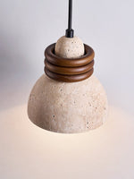 Circoa Loop Pendant Light in Yellow Travertine and Walnut Wood