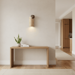 Travertine Wall Sconce with Wood Accent – Modern Minimalist Lighting