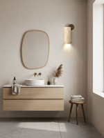 Travertine Wall Sconce with Wood Accent – Modern Minimalist Lighting