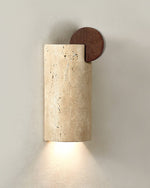 Travertine Wall Sconce with Wood Accent – Modern Minimalist Lighting