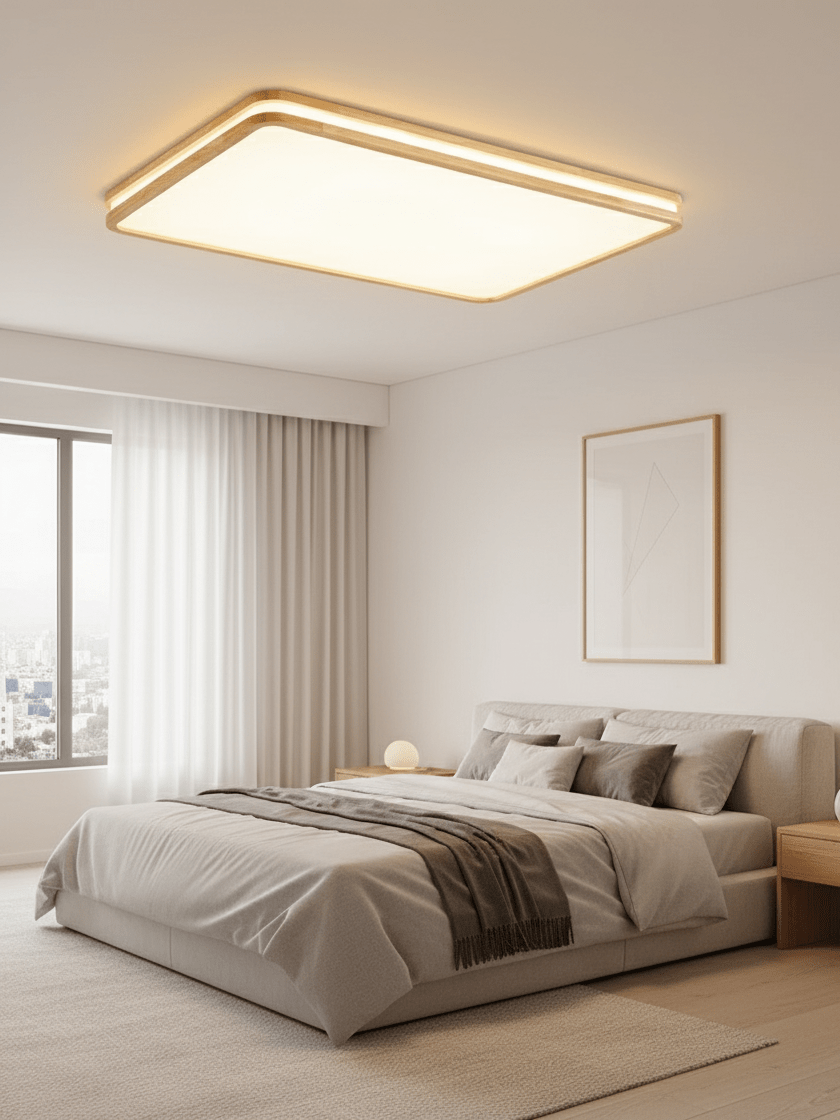 Cirro Modern Wood LED Ceiling Light – Flush Mount for Living Room & Bedroom