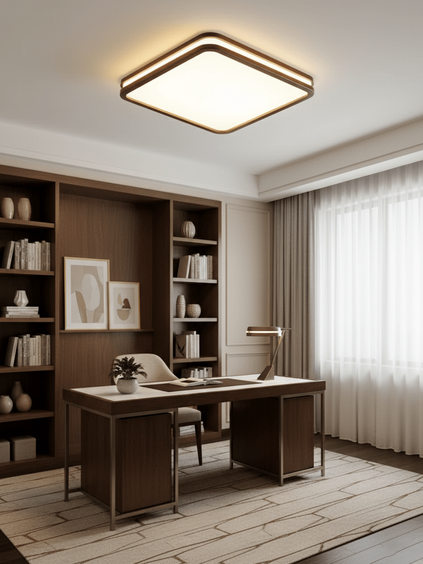 Cirro Modern Wood LED Ceiling Light – Flush Mount for Living Room & Bedroom
