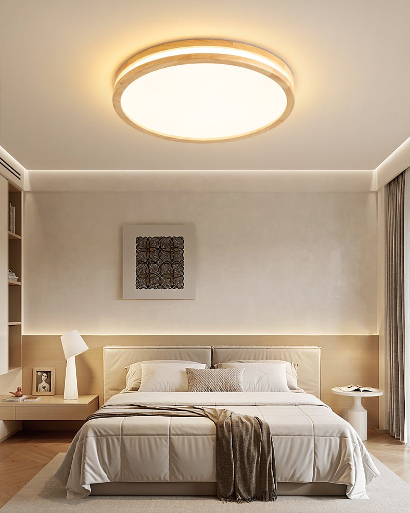 Cirro Modern Wood LED Ceiling Light – Flush Mount for Living Room & Bedroom