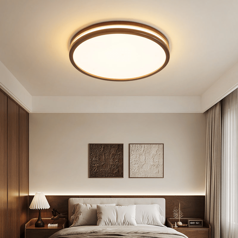 Cirro Modern Wood LED Ceiling Light – Flush Mount for Living Room & Bedroom