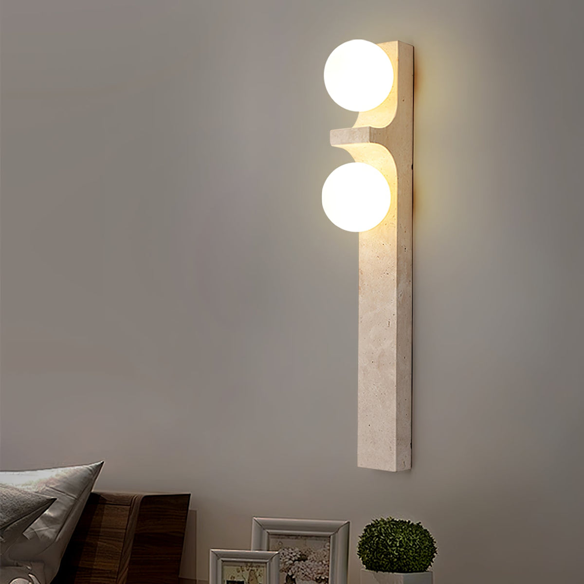 Cirra Travertine Wall Sconce — Sculptural Stone Ambient Lighting
