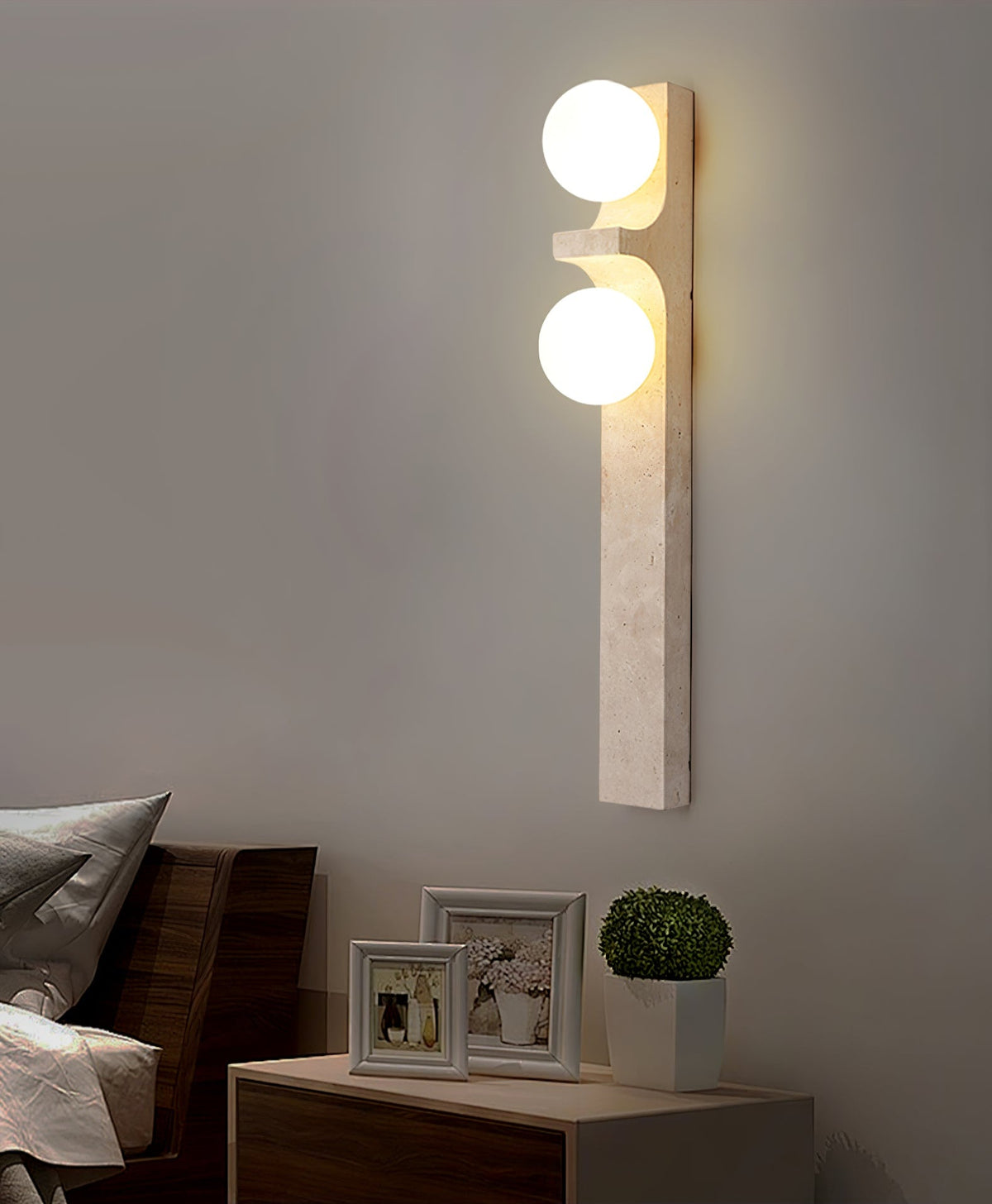Cirra Travertine Wall Sconce — Sculptural Stone Ambient Lighting