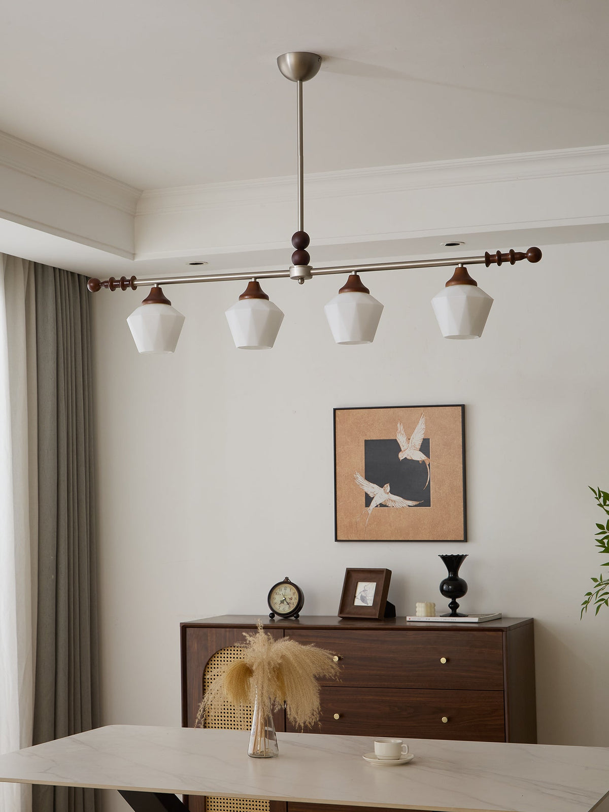 Clarabelle Six-Light Wood and Glass Linear Chandelier