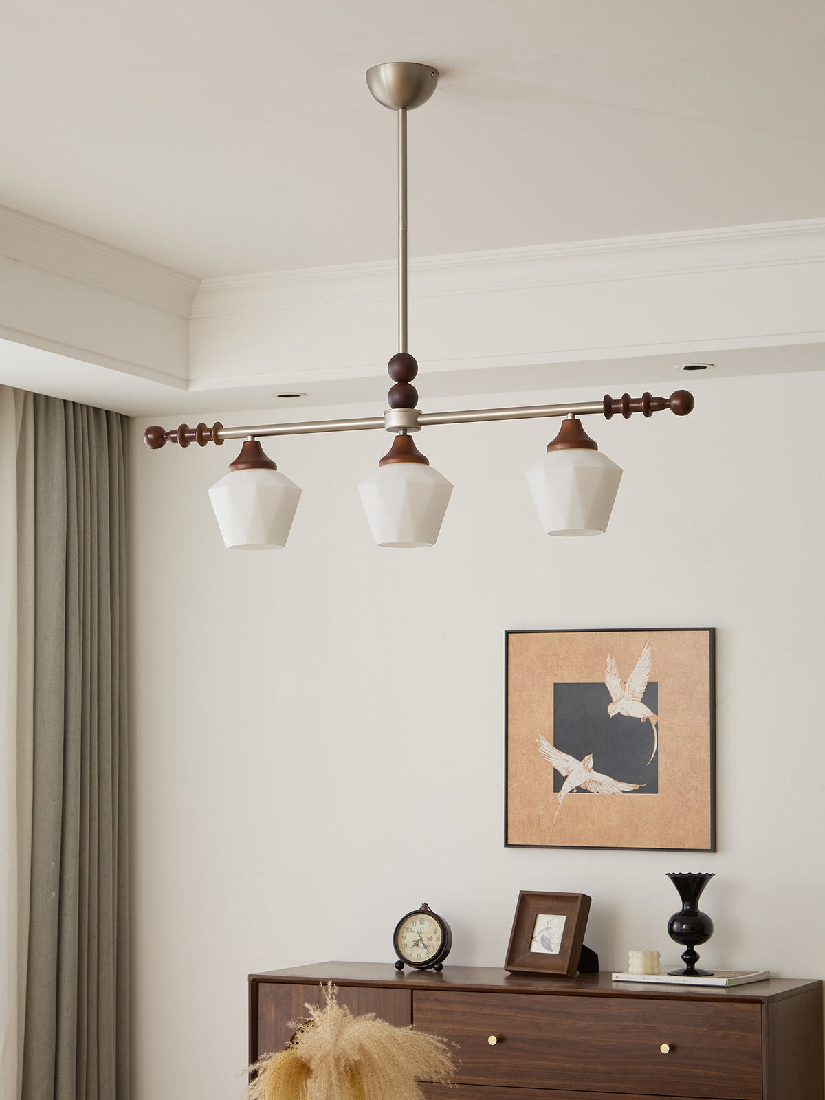 Clarabelle Six-Light Wood and Glass Linear Chandelier