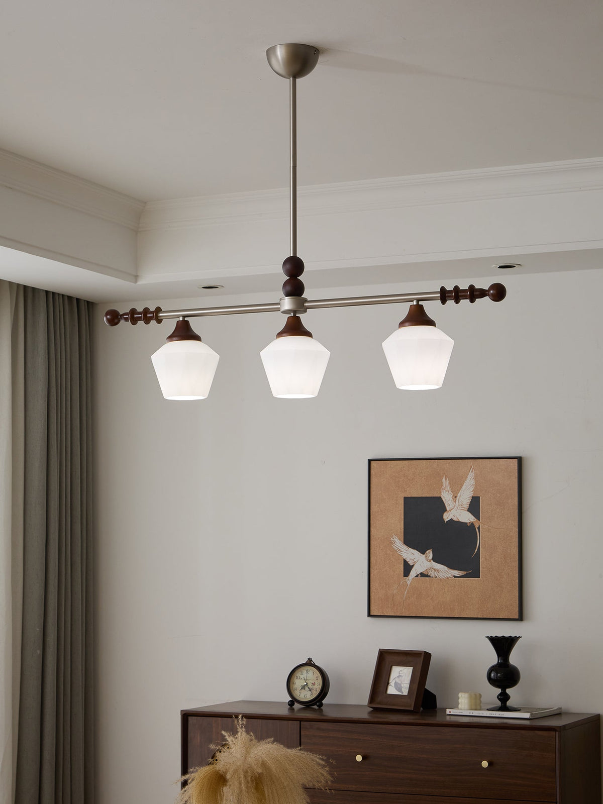 Clarabelle Six-Light Wood and Glass Linear Chandelier