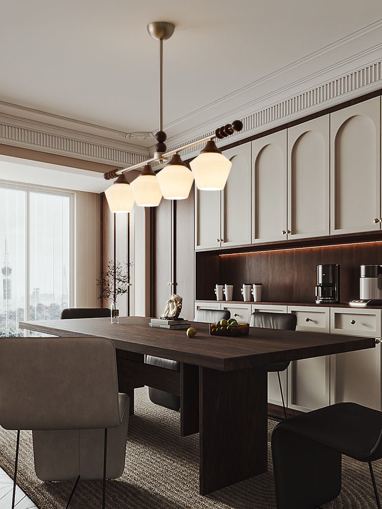 Clarabelle Six-Light Wood and Glass Linear Chandelier