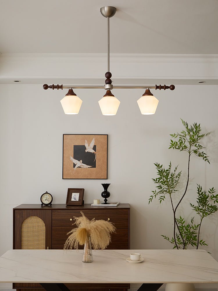 Clarabelle Six-Light Wood and Glass Linear Chandelier