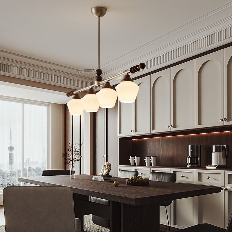 Clarabelle Six-Light Wood and Glass Linear Chandelier