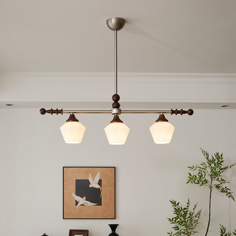Clarabelle Six-Light Wood and Glass Linear Chandelier