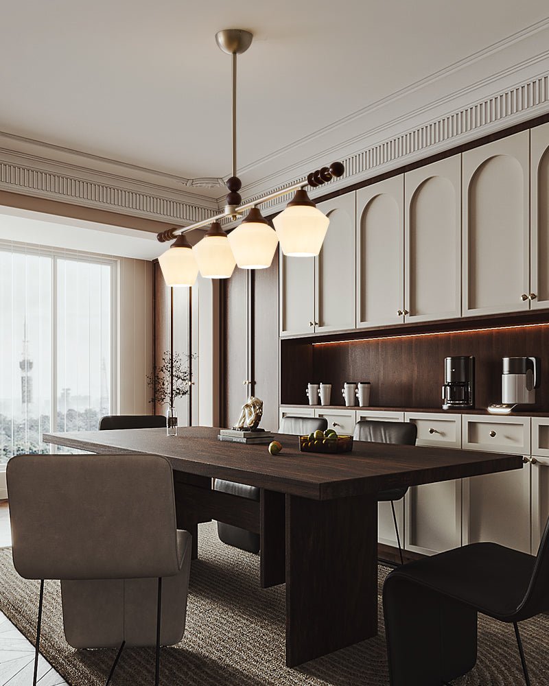 Clarabelle Six-Light Wood and Glass Linear Chandelier